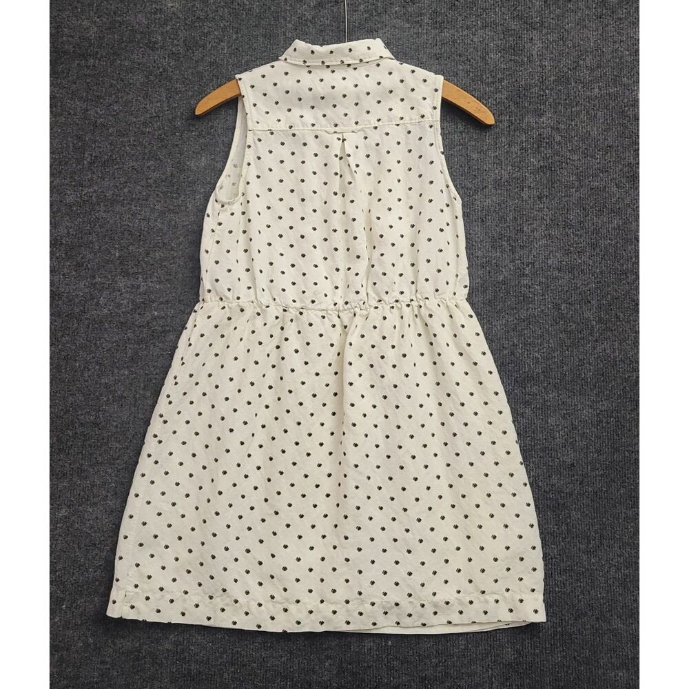 Ann Taylor LOFT Womens Sleeveless Mini Dress Cream Black Polka Dot Size 0 Collar - Picture 2 of 7